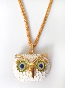 White Enamel Owl Necklace