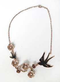 Topshop Bird Necklace - Gold Blossoms