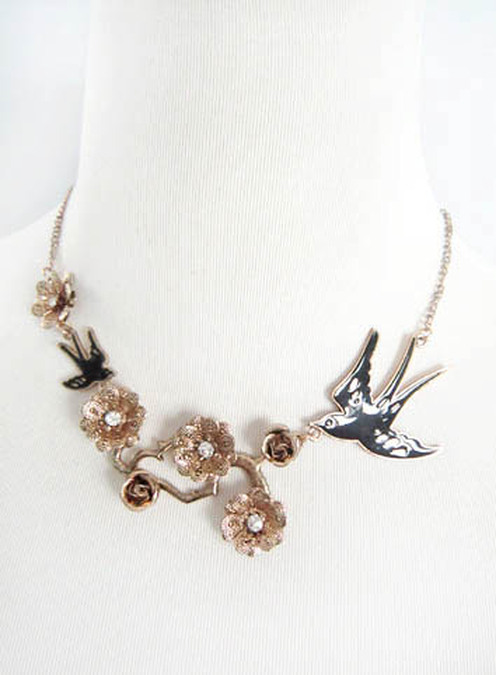 Topshop Bird Necklace - Gold