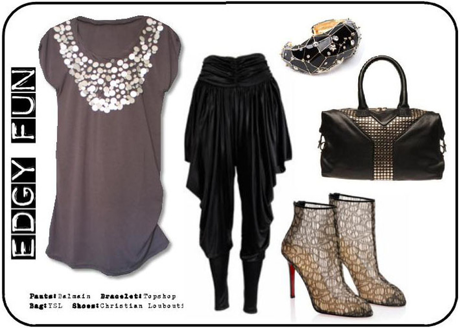 Gray Paillettes Top Look 3