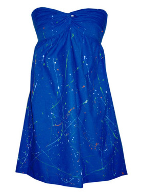 Playtime Rebels Electric Blue Paint Splatter Tube Dress